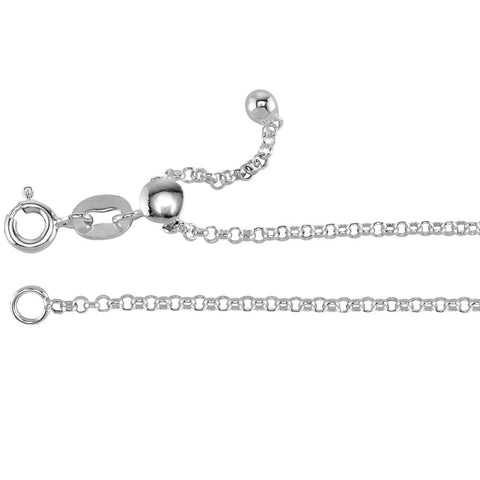 1.5mm Sterling Silver Adjustable Rolo Chain 1.5mm Sterling Silver Adjustable Rolo Chain