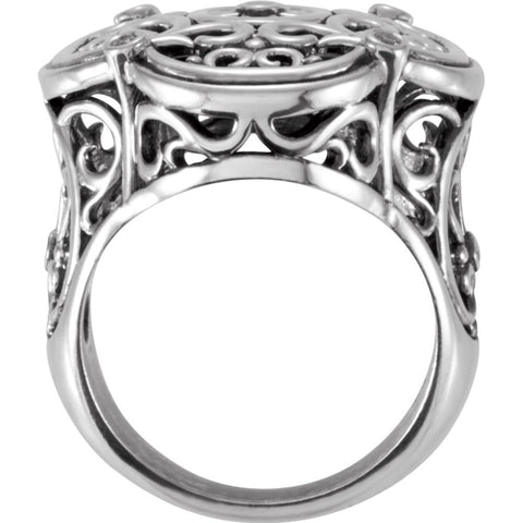 Sterling Silver Filigree Ring Mounting, Size 7