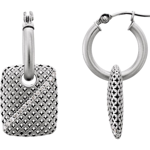 14k White Gold 1/4 CTW Diamond Pierced Style Hoop Earrings 14k White Gold 1/4 CTW Diamond Pierced Style Hoop Earrings
