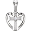 14k White Gold 0.01 ctw. Diamond Heart Cross Pendant