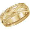 14k Yellow Gold 7mm Design Comfort-Fit Wedding Band for Men, Size 10