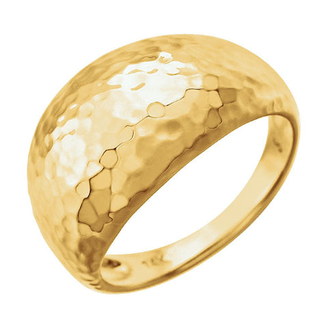14k Yellow Gold 12mm Hammered Dome Ring, Size 7 14k Yellow Gold 12mm Hammered Dome Ring, Size 7