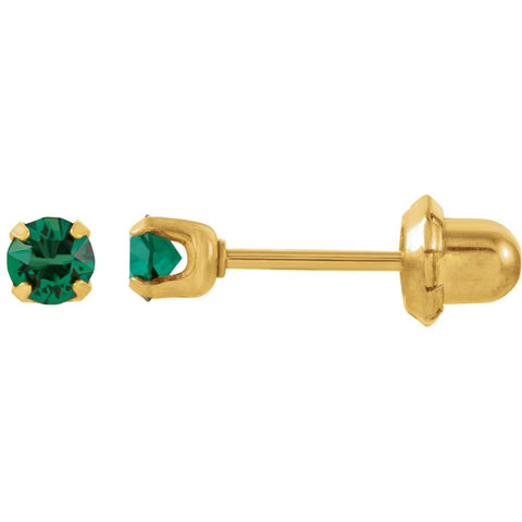 24K Yellow with Stainless Steel Solitaire "May" Birthstone Piercing Earrings 24K Yellow with Stainless Steel Solitaire "May" Birthstone Piercing Earrings