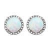 Sterling Silver Created Opal & .01 CTW Diamond Earrings