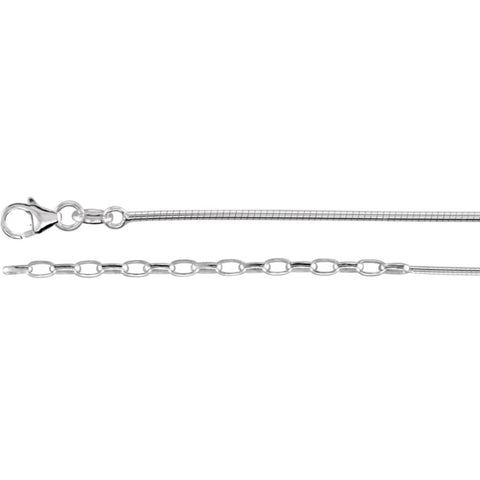 Sterling Silver 1.5mm Round Omega 16" Chain with 2" Extension