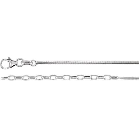 Sterling Silver 1.5mm Round Omega 16" Chain with 2" Extension Sterling Silver 1.5mm Round Omega 16" Chain with 2" Extension