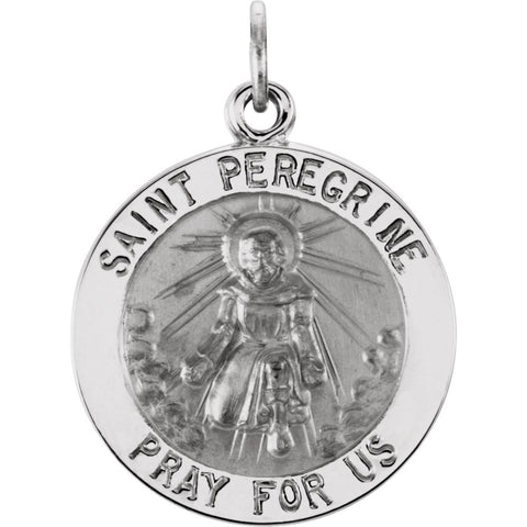 Sterling Silver 18mm Round St. Peregrine 18" Necklace Sterling Silver 18mm Round St. Peregrine 18" Necklace