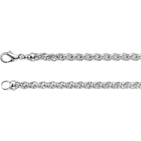 Sterling Silver 4mm Solid Wheat Chain Sterling Silver 4mm Solid Wheat Chain