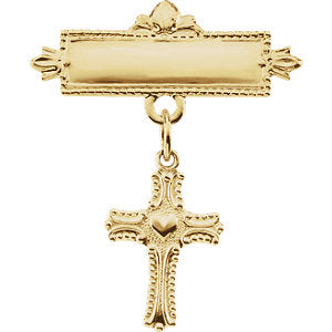 14k Yellow Gold Cross Baptismal Pin 14k Yellow Gold Cross Baptismal Pin