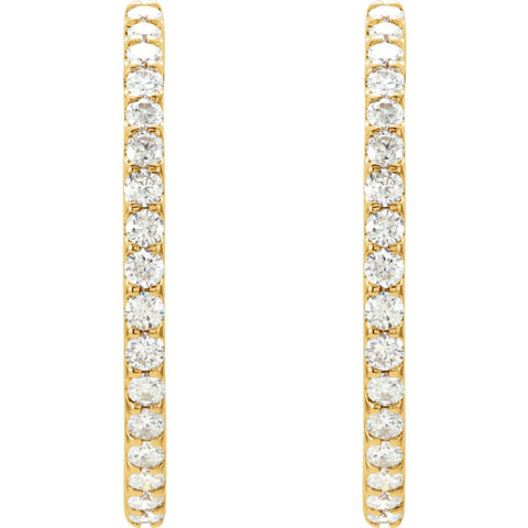 14k Yellow Gold 3 CTW Diamond Hinged Inside-Outside Hoop Earrings