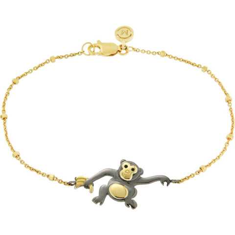 18k Yellow Gold Vermeil & Black Rhodium-Plated Monkey 7.5" Bracelet for Mischief 18k Yellow Gold Vermeil & Black Rhodium-Plated Monkey 7.5" Bracelet for Mischief