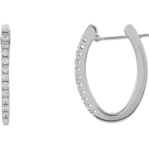 14k White Gold 1/3 CTW Diamond Hoop Earrings