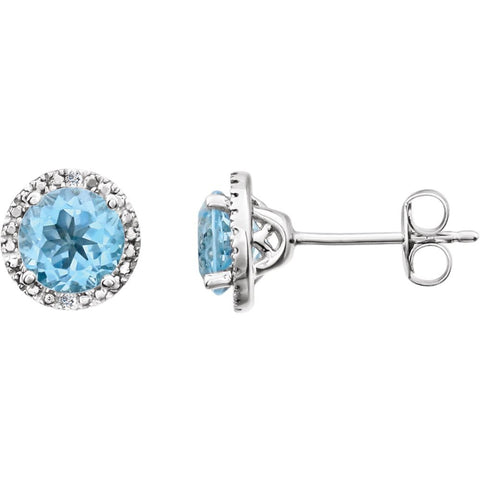 Sterling Silver Sky Blue Topaz & .01 CTW Diamond Earrings Sterling Silver Sky Blue Topaz & .01 CTW Diamond Earrings
