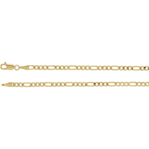 14k Yellow Gold 3mm Solid Figaro 24" Chain 14k Yellow Gold 3mm Solid Figaro 24" Chain