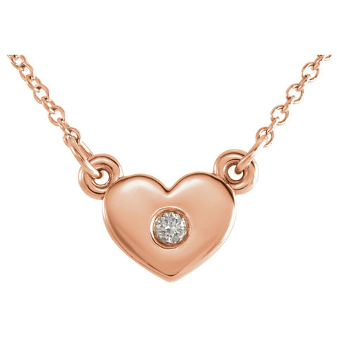 14k Rose Gold .03 CTW Diamond Heart 16" Necklace