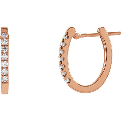 14k Rose Gold 1/5 CTW Diamond Hoop Earrings