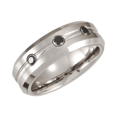 Cobalt .24 CTW Black Diamond Grooved Band 10 Cobalt .24 CTW Black Diamond Grooved Band 10