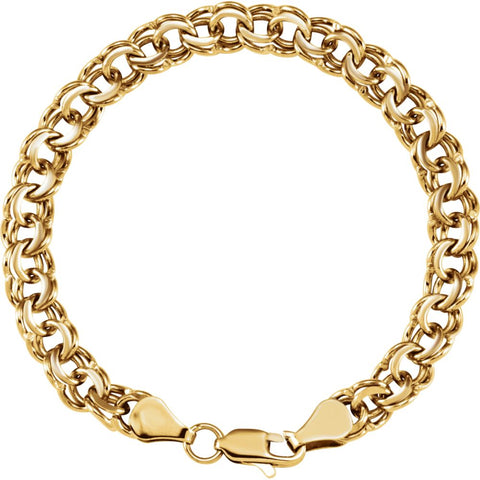 14k Yellow Gold 7mm Solid Charm 7.75" Bracelet 14k Yellow Gold 7mm Solid Charm 7.75" Bracelet