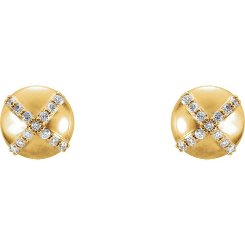 14k Yellow Gold 1/8 CTW Diamond Earrings
