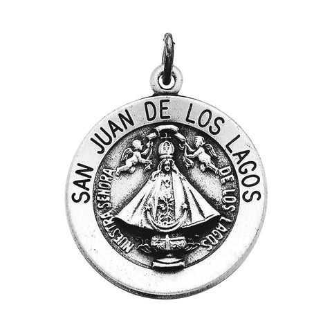 Sterling Silver 18.25mm Round San Juan de Los Lagos Medal Sterling Silver 18.25mm Round San Juan de Los Lagos Medal