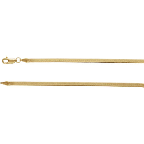 14k Yellow Gold 3mm Flexible Herringbone Chain 18" Chain