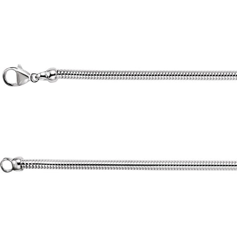 Sterling Silver 3.25mm Round Snake 16" Chain