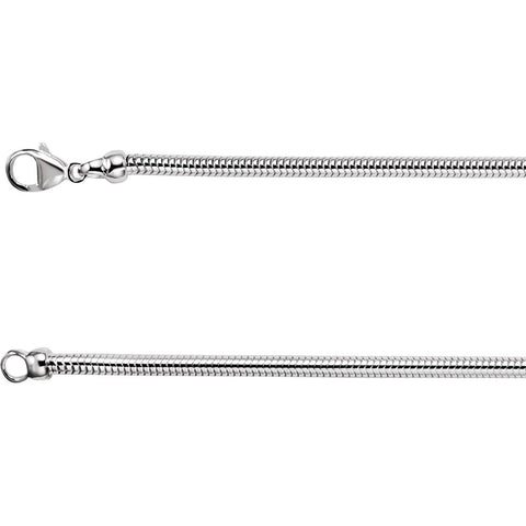 Sterling Silver 3.25mm Round Snake 16" Chain Sterling Silver 3.25mm Round Snake 16" Chain