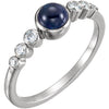 14k White Gold Blue Sapphire & 1/6 ctw. Diamond Ring, Size 7