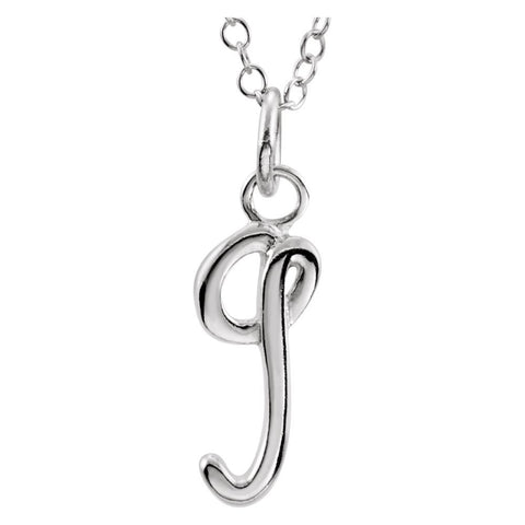 14k White Gold Letter "G" Lowercase Script Initial Necklace