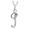 14K White Gold Letter "G" Lowercase Script Initial Necklace (18 Inch)