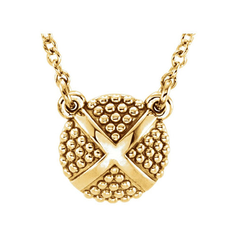 14k Yellow Gold Granulated X 18" Necklace 14k Yellow Gold Granulated X 18" Necklace
