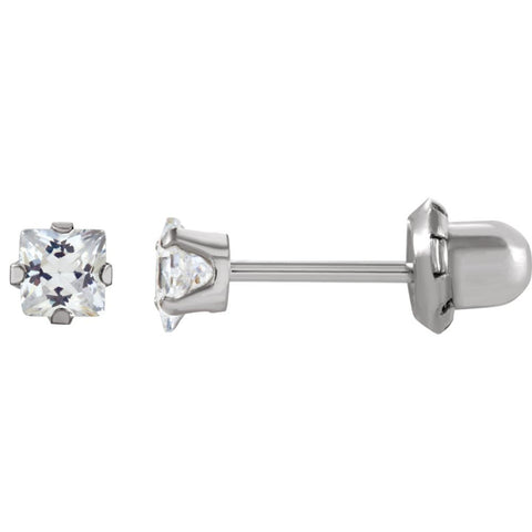 14k White Gold Cubic Zirconia Inverness Piercing Earrings 14k White Gold Cubic Zirconia Inverness Piercing Earrings