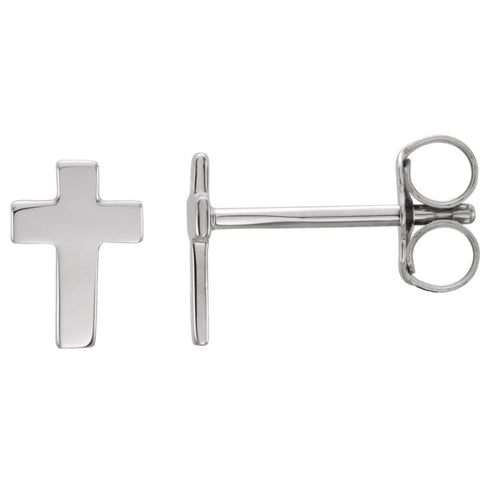 14k White Gold 7x5mm Cross Earrings 14k White Gold 7x5mm Cross Earrings