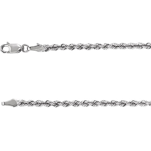 14k White Gold 3mm Rope 16" Chain