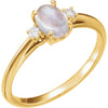 14k Yellow Gold Rainbow Moonstone & 0.06 ctw. Diamond Ring, Size 7