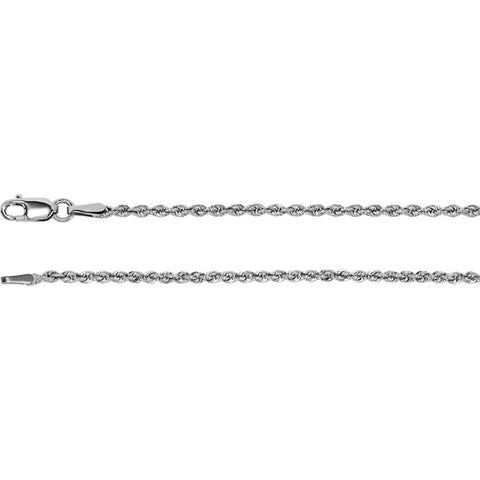 Sterling Silver 1.85mm 16" Rope Chain with Lobster Clasp