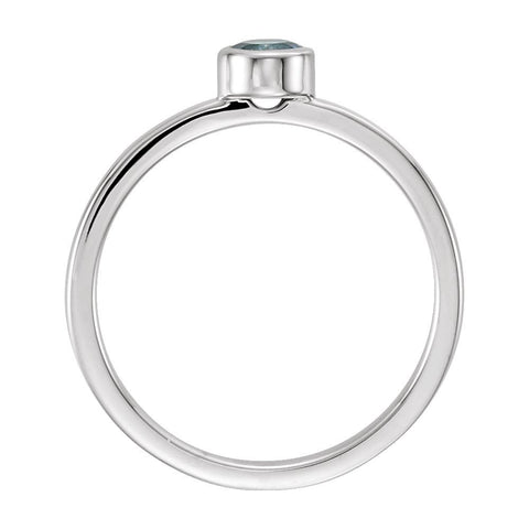 14k White Gold Aquamarine Bezel Ring, Size 7