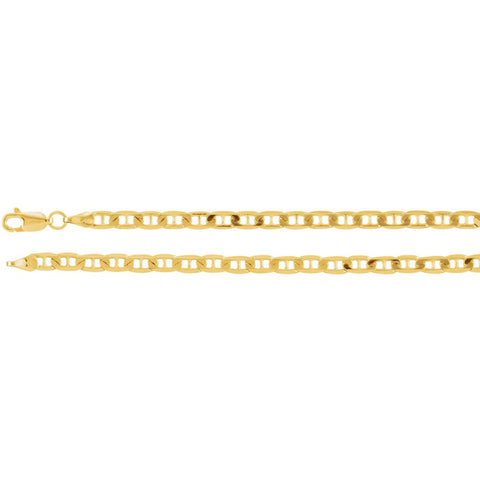 14k Yellow Gold 3.5mm Solid Anchor 8" Chain