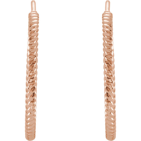 14k Rose Gold 21mm Rope Design Hoop Earrings