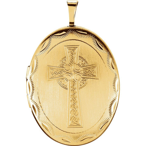 Gold Plated & Sterling Silver Oval Celtic Cross Locket