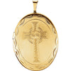 Oval Celtic Cross Locket in Gold Plated Sterling Silver