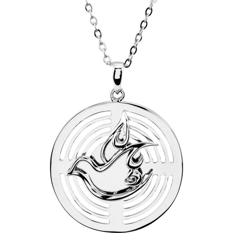 Sterling Silver 25.30mm Confirmation Sponsor 18" Necklace with Box