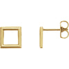 14k Yellow Gold Square Earrings