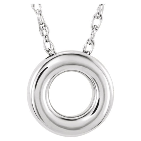 14k White Gold 18x10mm Circle Chain Slide 18" Necklace