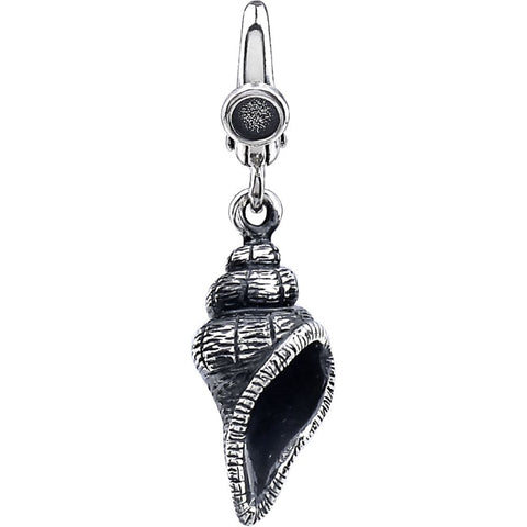 Sterling Silver 30x8mm Seashell Charm Sterling Silver 30x8mm Seashell Charm