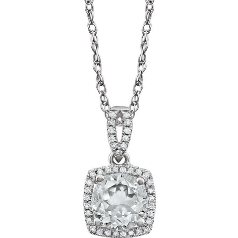 14k White Gold Created White Sapphire & 1/8 CTW Diamond 18" Necklace 14k White Gold Created White Sapphire & 1/8 CTW Diamond 18" Necklace