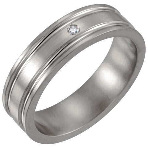 Titanium .025 CTW Diamond Grooved 6mm Band Size 12 Titanium .025 CTW Diamond Grooved 6mm Band Size 12