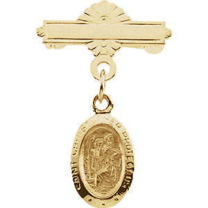 14k Yellow Gold St. Christopher Baptismal Pin 14k Yellow Gold St. Christopher Baptismal Pin