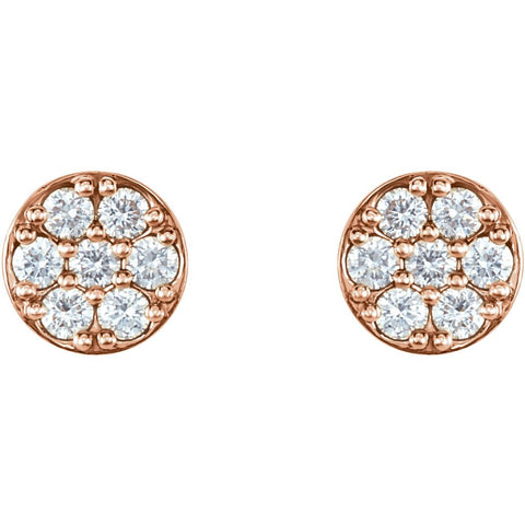 14k Rose Gold 3/8 CTW Diamond Cluster Earrings