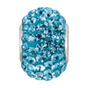 Kera Aquamarine-Colored Crystal Pave' Bead with March Birthstone in Sterling Silver